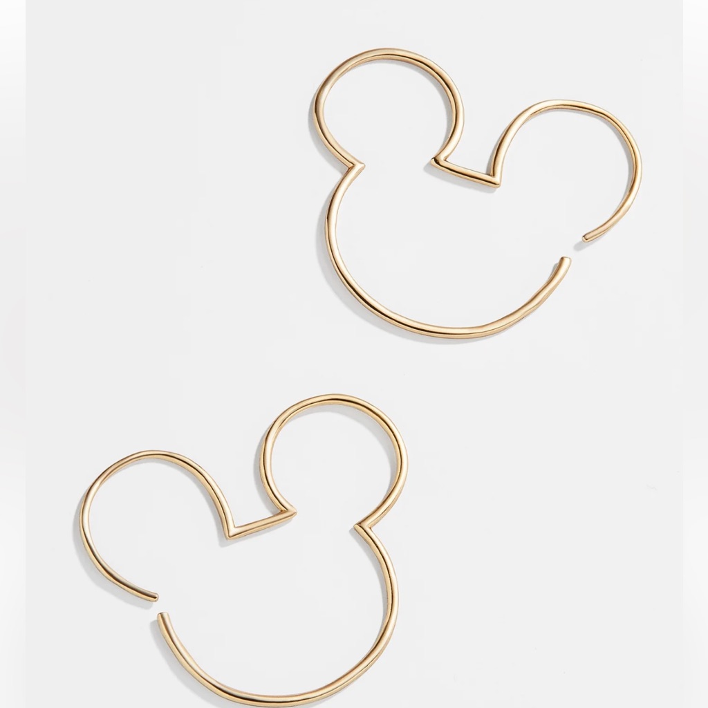 Disney X Baublebar Mickey Mouse 18k Gold Sterling Silver Threader Hoop Earrings